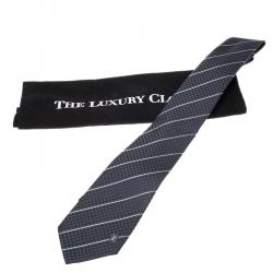 Pre Owned Louis Vuitton Charcoal Grey Silk Ecu Tie