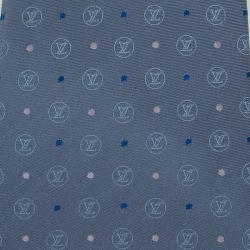 Pre Owned ربطة عنق لوي فيتون طبع LV دوائر ونقط حرير رصاصي