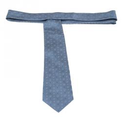 Pre Owned ربطة عنق لوي فيتون طبع LV دوائر ونقط حرير رصاصي