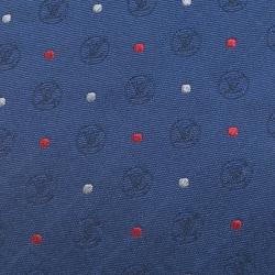Louis Vuitton Navy Blue Silk LV Circle Dots Tie