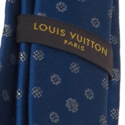 Pre Owned Louis Vuitton Blue Monogram Clover Silk Tie