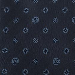 Pre Owned Louis Vuitton Grey Monogram Clover Silk Tie