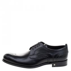 Pre Owned Louis Vuitton Black Brogue Leather Trading Lace Up Derby Size 42.5
