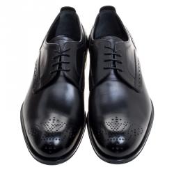 Pre Owned Louis Vuitton Black Brogue Leather Trading Lace Up Derby Size 42.5