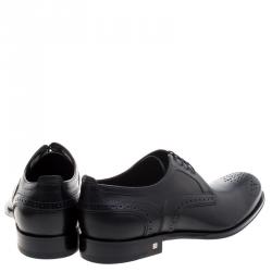 Pre Owned Louis Vuitton Black Brogue Leather Trading Lace Up Derby Size 42.5
