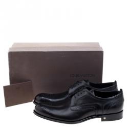 Pre Owned Louis Vuitton Black Brogue Leather Trading Lace Up Derby Size 42.5