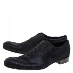 مملوكة مسبقًا Louis Vuitton Black Suede Lace Up Oxfords Size 44