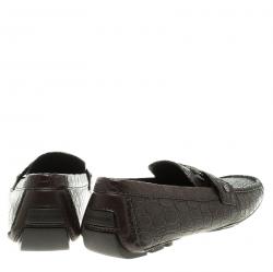 Pre Owned Louis Vuitton Brown Alligator Leather Monte Carlo Moccasins Size 41.5