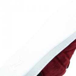 مملوكة مسبقًا Louis Vuitton Red Suede Logo Lace Up Sneakers Size 43.5