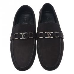 Louis Vuitton Brown Nubuck Hockenheim Loafers Size 46