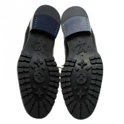 Pre Owned حذاء أوكسفوردز لوي فيتون بروغ جلد لامع ثنائي اللون مقاس 41