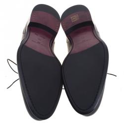 Pre Owned حذاء لوي فيتون ديربي برباط جلد إيبي منقوش بني شوكولاتة مقاس 44