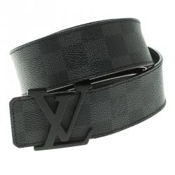 Pre Owned Louis Vuitton Damier Ebene Graphite Canvas Initiales Belt 116 CM