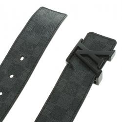 Pre Owned Louis Vuitton Damier Ebene Graphite Canvas Initiales Belt 116 CM