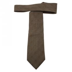 مملوكة مسبقًا Louis Vuitton Brown Logo Woven Silk Tie