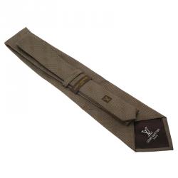 مملوكة مسبقًا Louis Vuitton Brown Logo Woven Silk Tie