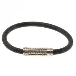 Pre Owned سوار لوي فيتون ديجيت دامييه أدوريسوس جلد تايغا فضي اللون 19 سم