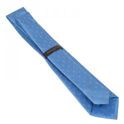Pre Owned Louis Vuitton Blue Monogram Clover Silk Tie