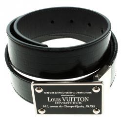 مملوكة مسبقًا Louis Vuitton Black Damier Embossed Leather Inventeur Belt 90 CM