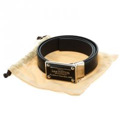 مملوكة مسبقًا Louis Vuitton Black Damier Embossed Leather Inventeur Belt 90 CM