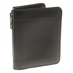 Pre Owned Louis Vuitton Dark Brown Utah Leather Six Card Wallet
