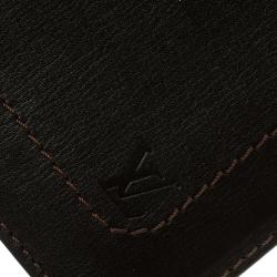 Pre Owned Louis Vuitton Dark Brown Utah Leather Six Card Wallet