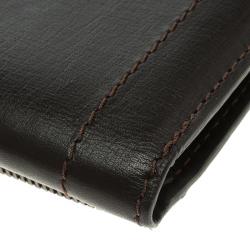 Pre Owned Louis Vuitton Dark Brown Utah Leather Six Card Wallet