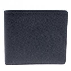 Pre Owned Louis Vuitton Black Taiga Bi Fold Wallet