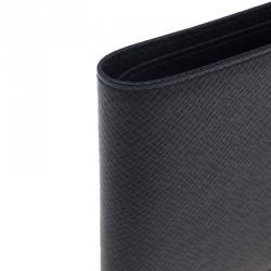 Pre Owned Louis Vuitton Black Taiga Bi Fold Wallet