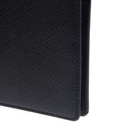 Pre Owned Louis Vuitton Black Taiga Bi Fold Wallet