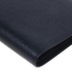 Pre Owned Louis Vuitton Black Taiga Bi Fold Wallet