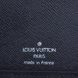 Pre Owned Louis Vuitton Black Taiga Bi Fold Wallet