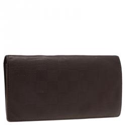 Pre Owned Louis Vuitton Granit Damier Infini Leather Brazza Wallet