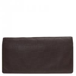 Pre Owned Louis Vuitton Granit Damier Infini Leather Brazza Wallet