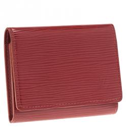Pre Owned Louis Vuitton Red Epi Leather Business Card Holder