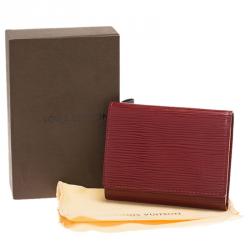 Pre Owned Louis Vuitton Red Epi Leather Business Card Holder