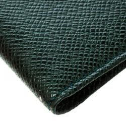 Pre Owned Louis Vuitton Dark Green Taiga Leather Pass ID Card Holder