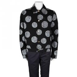 Louis Vuitton FA'15 Black Cotton Rope Print Button Front Jacket  XL