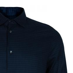 Louis Vuitton Men's Blue Checked Cotton Shirt L