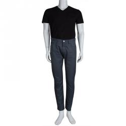 Louis Vuitton Grey Cotton Straight Fit Trousers L