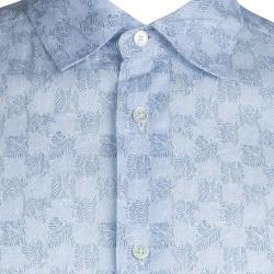 مملوكة مسبقًا قميص لوي فيتون أزرار أمامية أكمام طويلة مطبوع أزرق XL