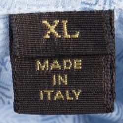 مملوكة مسبقًا قميص لوي فيتون أزرار أمامية أكمام طويلة مطبوع أزرق XL