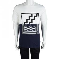 مملوكة مسبقًا تي شيرت لوي فيتون قطن طباعة تجريدية بالشعار المزين XL