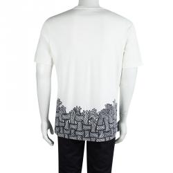 Pre Owned Louis Vuitton Off White Cotton Printed Logo Detail T-Shirt XL