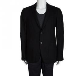 Louis Vuitton Black Linen Two Button Blazer L