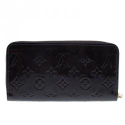 Pre Owned Louis Vuitton Amarante Monogram Vernis Leather Zippy Wallet