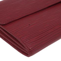 مملوكة مسبقًا محفظة محفظة كونتيننتال لوي فيتون سارة جلد إيبي حمراء