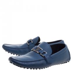 مملوكة مسبقًا Louis Vuitton Blue Leather Hockenheim Moccasins Size 39.5