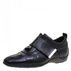 Pre Owned Louis Vuitton Black Leather Velcro Sneakers Size 40