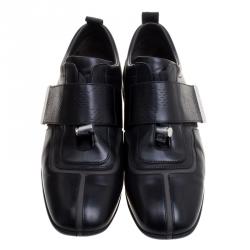 Pre Owned Louis Vuitton Black Leather Velcro Sneakers Size 40